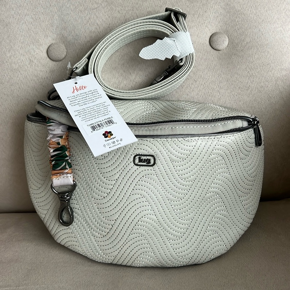 NWT Lug Tumble Satin Luxe Vegan Leather Belt Bag in Pebble